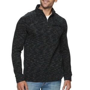 Mens Cotton/Poly Sweater 1/4 Zip Slim Fit‎ Black Speckle Sz M EUC Marc Anthony